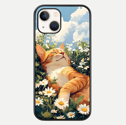 Cat & Flowers View Glass Case For iPhone 14 by Custom World