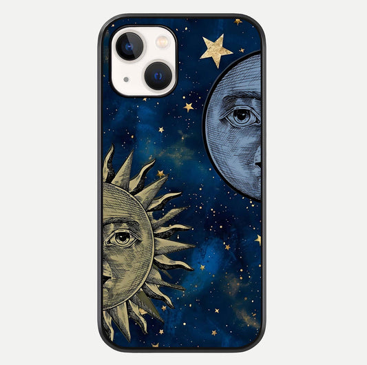 Celestial Moon With Sun Glass Case For iPhone 14 by Custom World