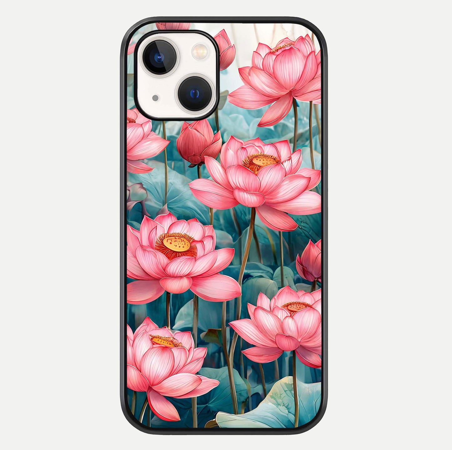 Celestial Pink Lotus Glass Case For iPhone 14 by Custom World