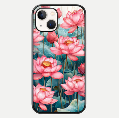 Celestial Pink Lotus Glass Case For iPhone 14 by Custom World