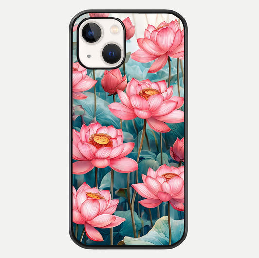 Celestial Pink Lotus Glass Case For iPhone 14 by Custom World