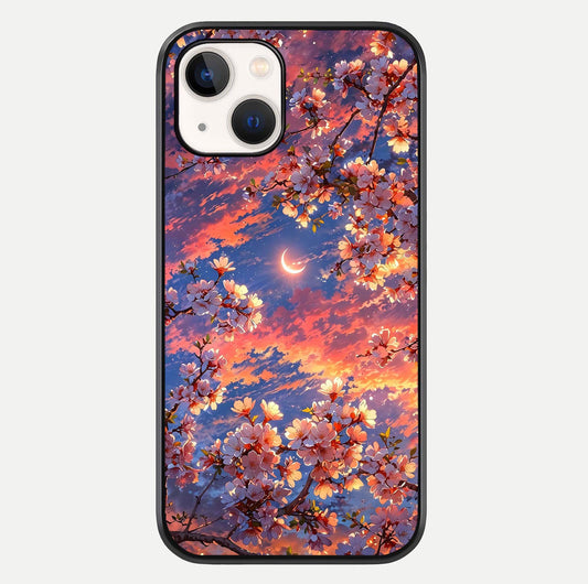 Celestial Sakura Sunset Glass Case For iPhone 14 by Custom World
