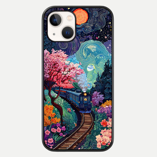 Celestial Train Journey Glass Case For iPhone 14 by Custom World
