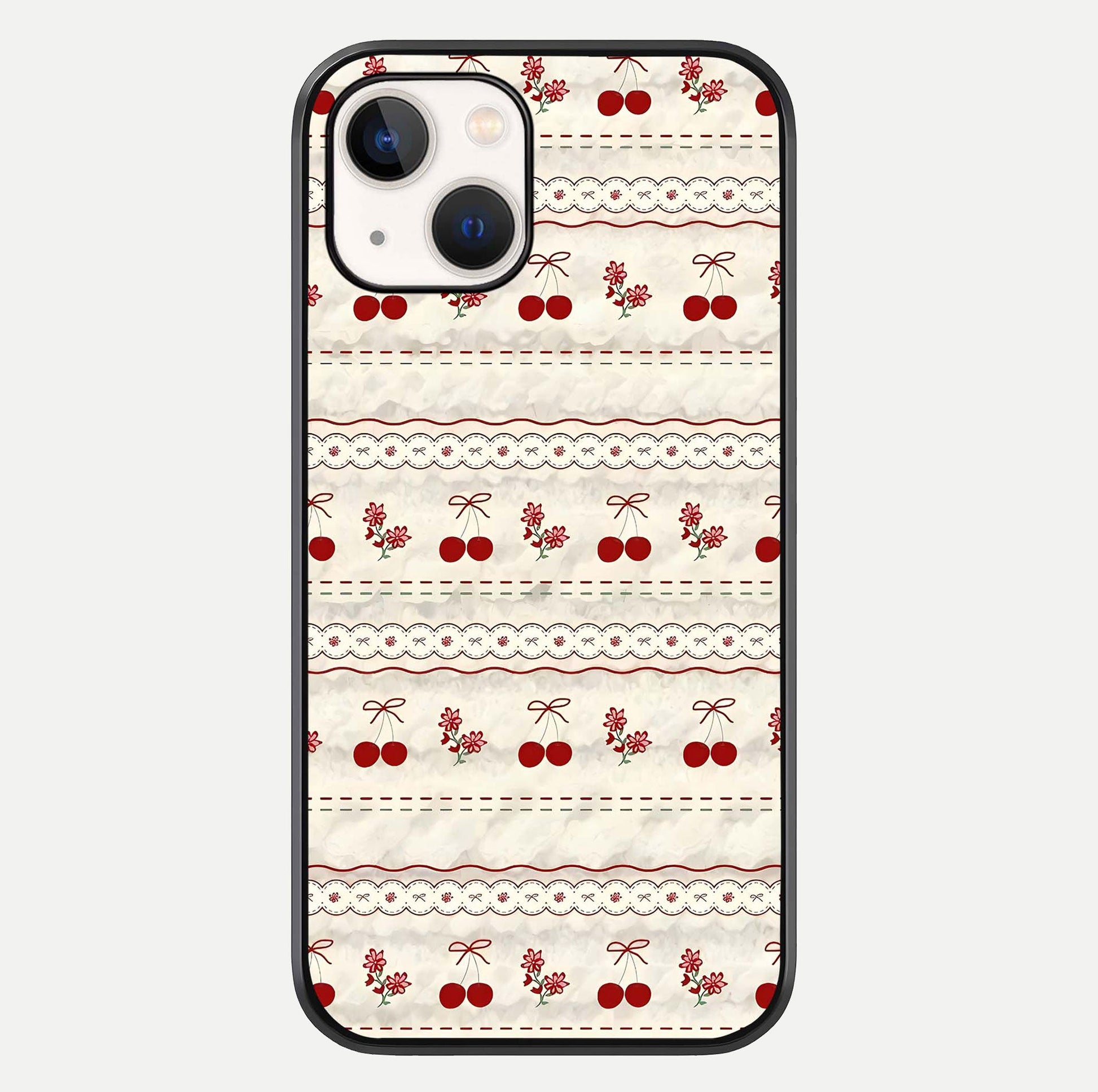 Cherry Bloom Charm Glass Case For iPhone 14 by Custom World