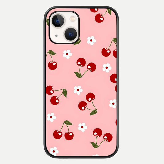 Cherry Love Mood Glass Case For iPhone 14 by Custom World
