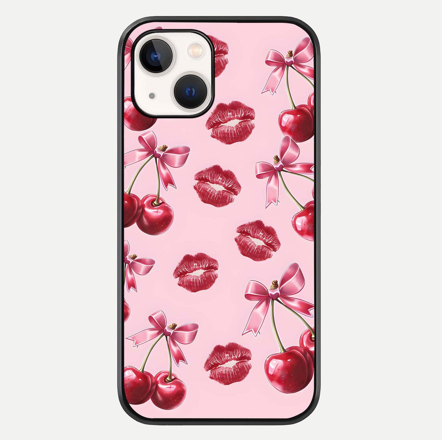 Cherry With Lips Glass Case For iPhone 14 by Custom World