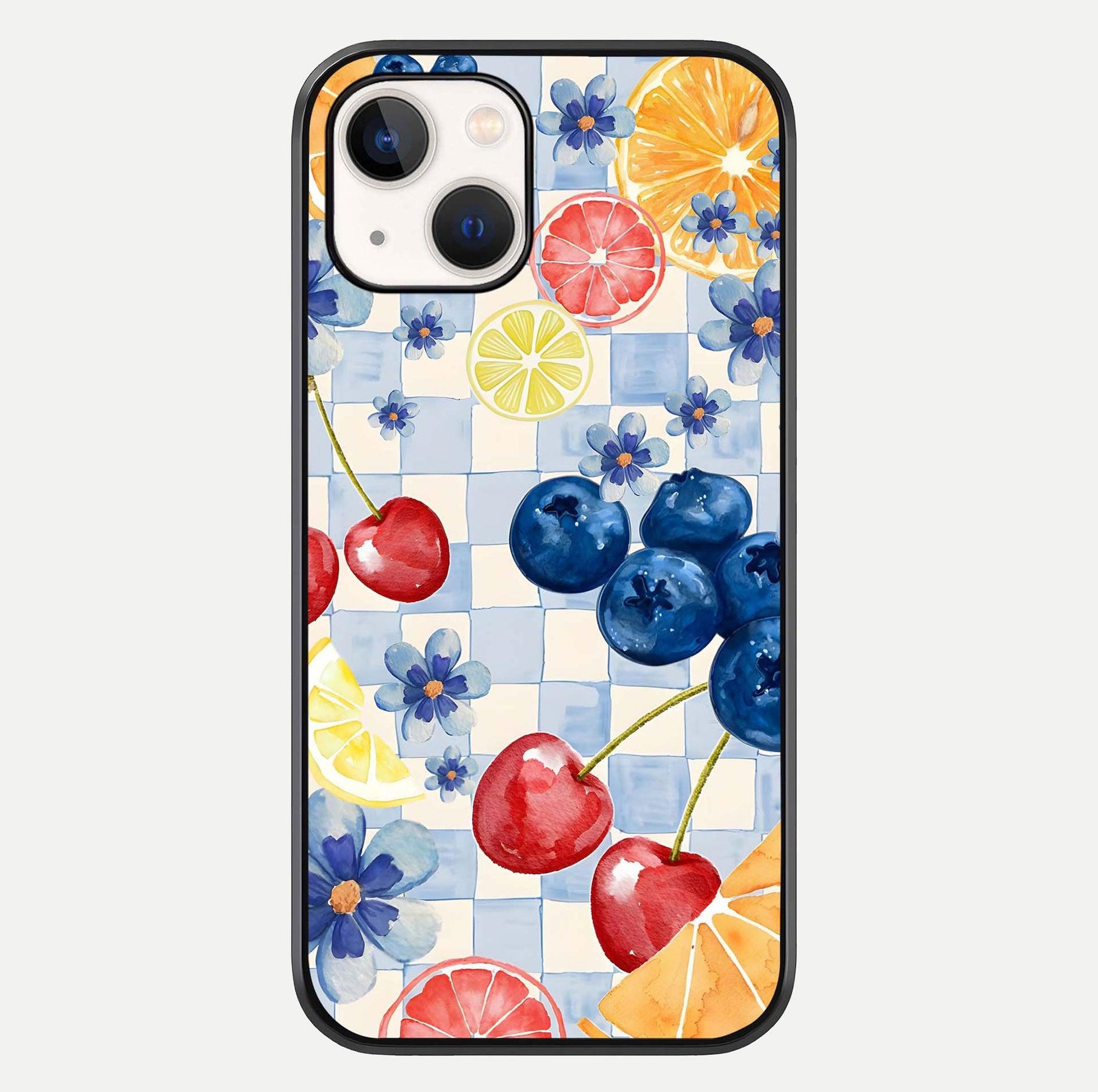 Citrus Bloom Joy Glass Case For iPhone 14 by Custom World