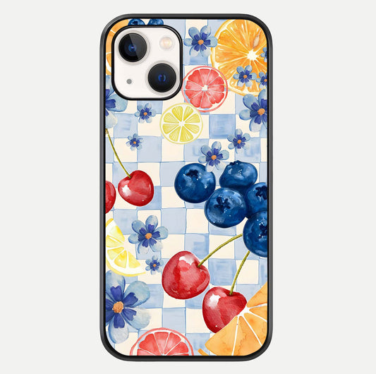 Citrus Bloom Joy Glass Case For iPhone 14 by Custom World