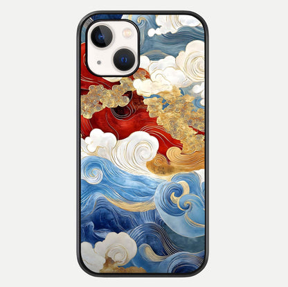 Colored Waves Glass Case For iPhone 14 by Custom World