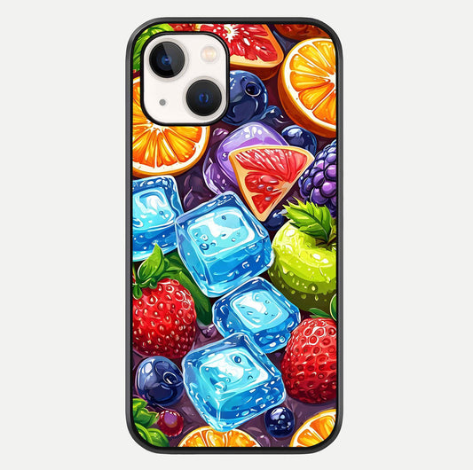 Colorful Fruits With Ice Glass Case For iPhone 14 by Custom World
