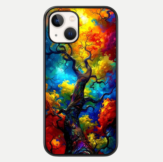 Colorful Tree Glass Case For iPhone 14 by Custom World