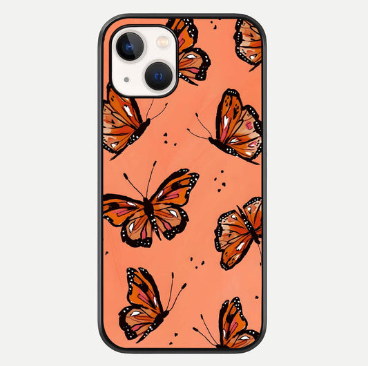 Coral Wing Butterfly Glass Case For iPhone 14 by Custom World