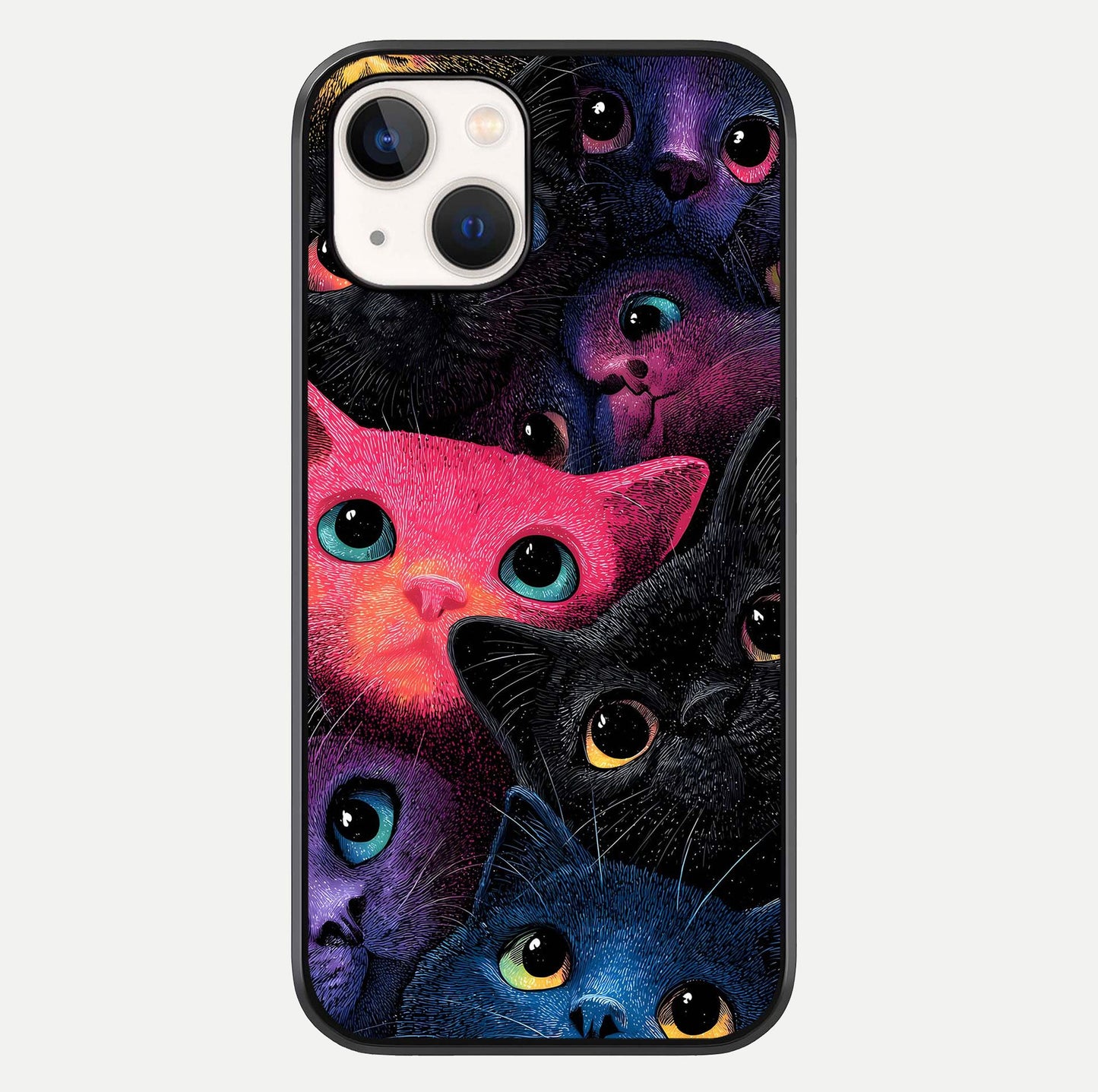 Cosmic Cats Dreams Glass Case For iPhone 14 by Custom World