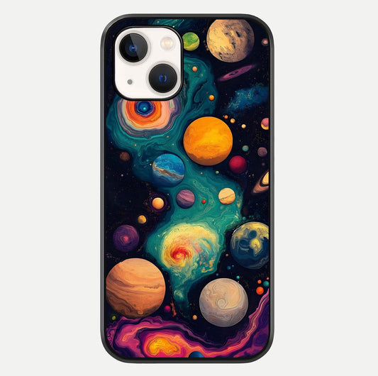 Cosmic Planet Journey Glass Case For iPhone 14 by Custom World