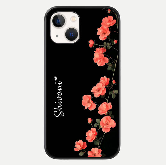 Crimson Bloom Grace Custom Name Glass Case For iPhone 14 by Custom World