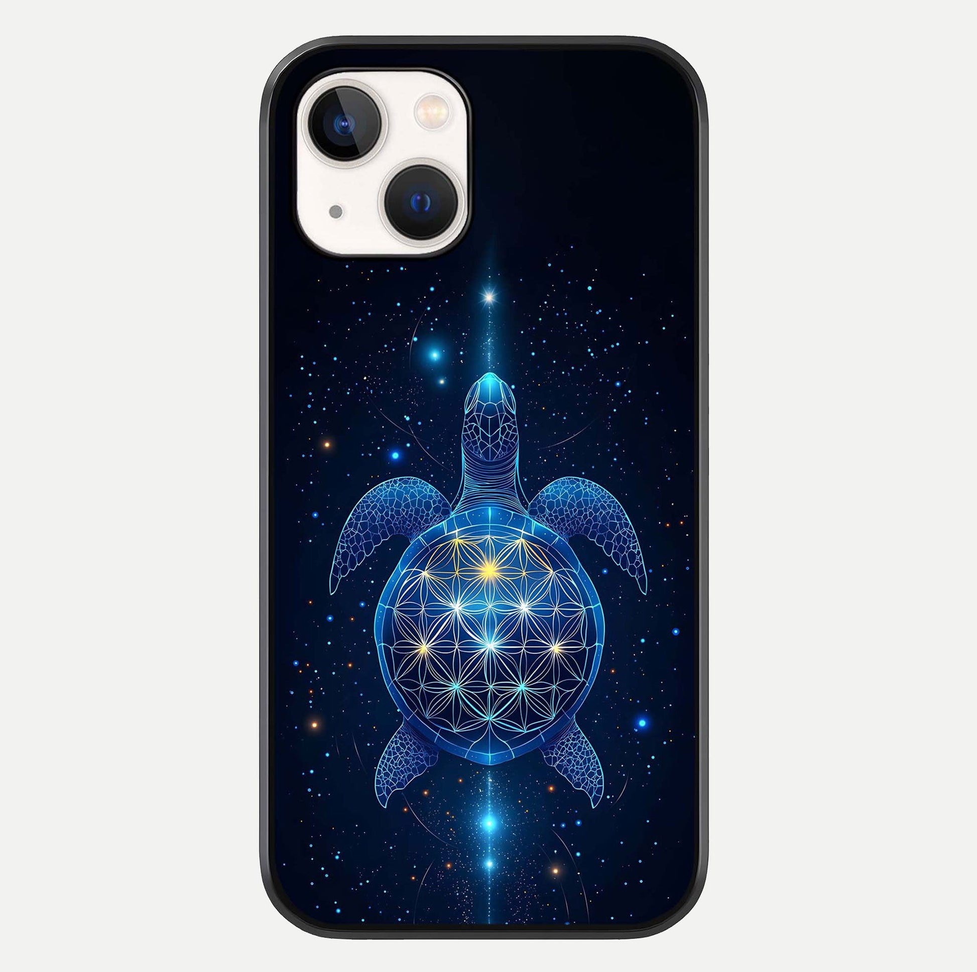 Crimson Blue Turtle Glass Case For iPhone 14 by Custom World