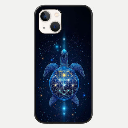 Crimson Blue Turtle Glass Case For iPhone 14 by Custom World