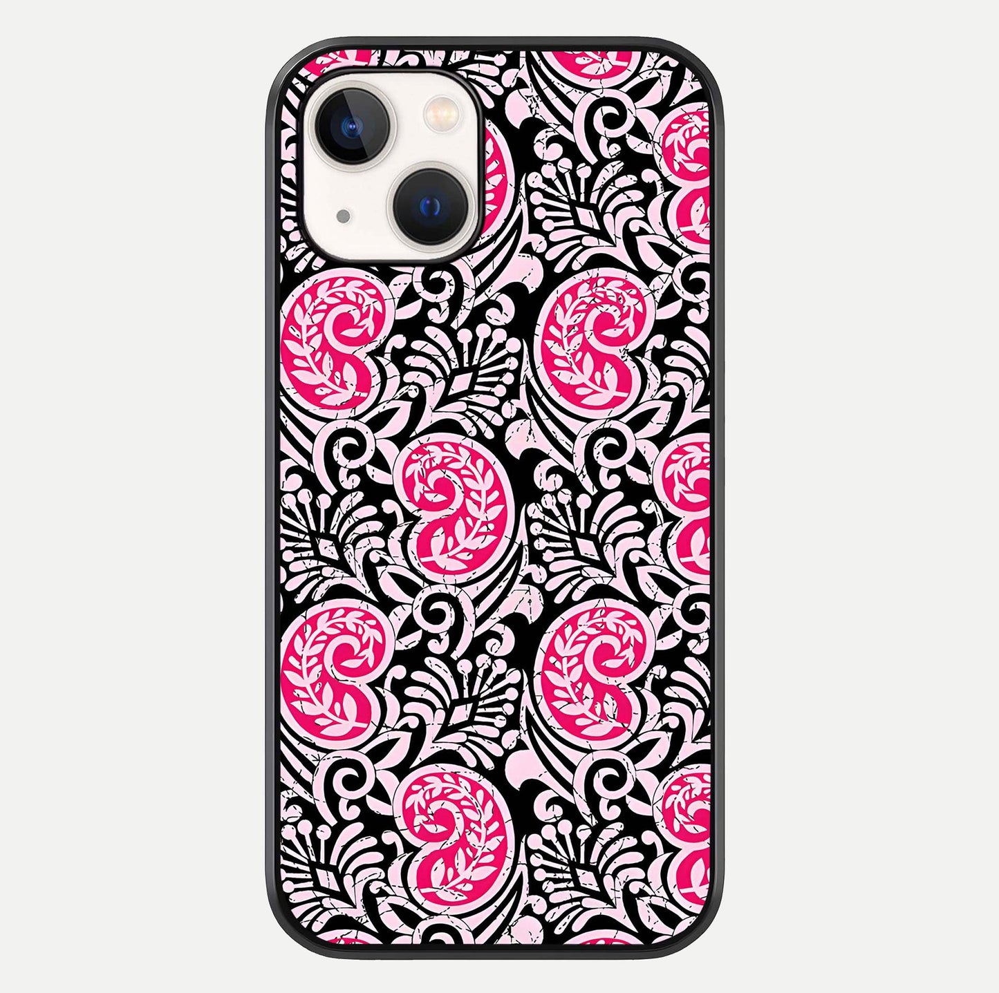 Crimson Paisley Charm Glass Case For iPhone 14 by Custom World