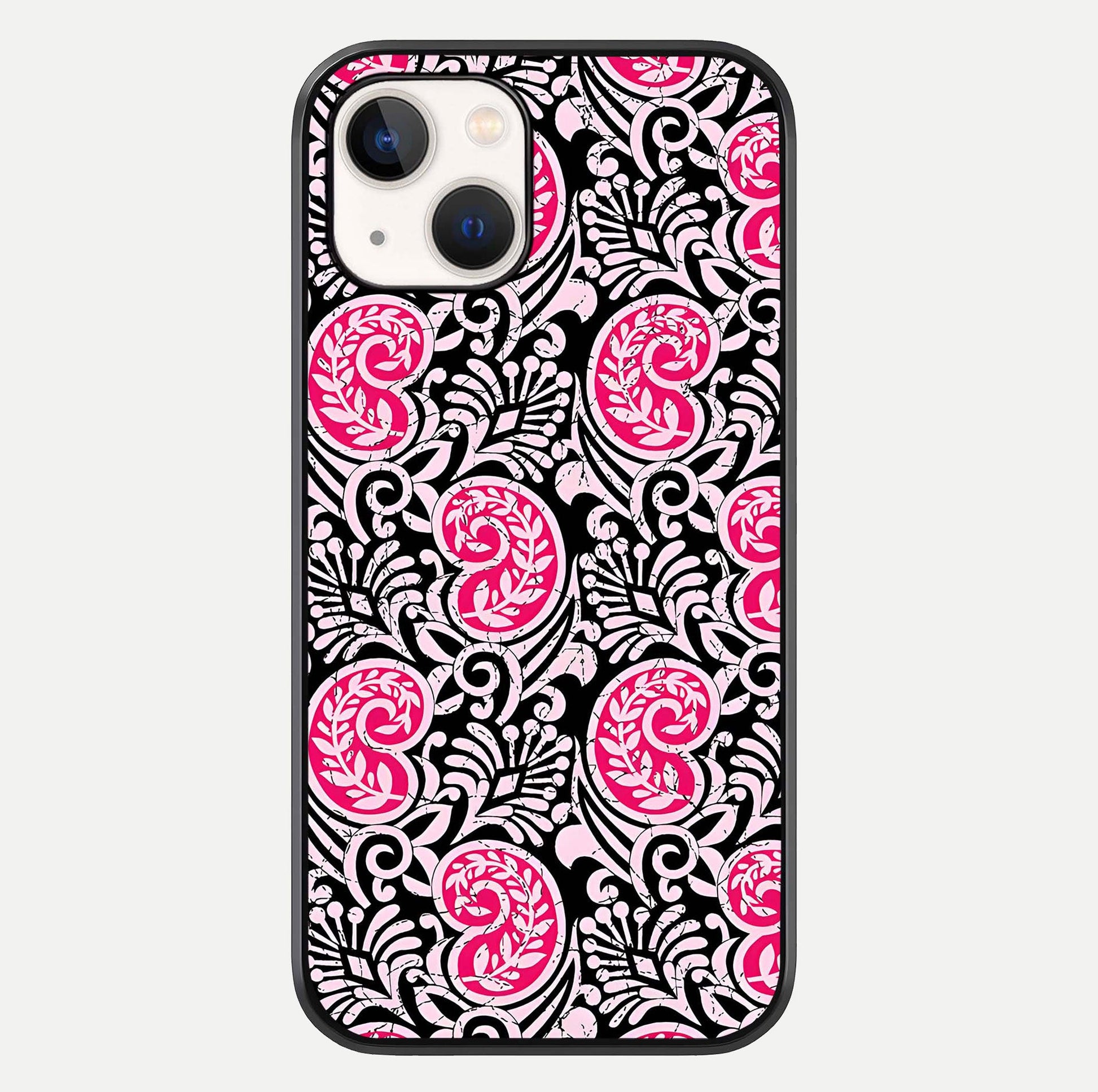 Crimson Paisley Charm Glass Case For iPhone 14 by Custom World