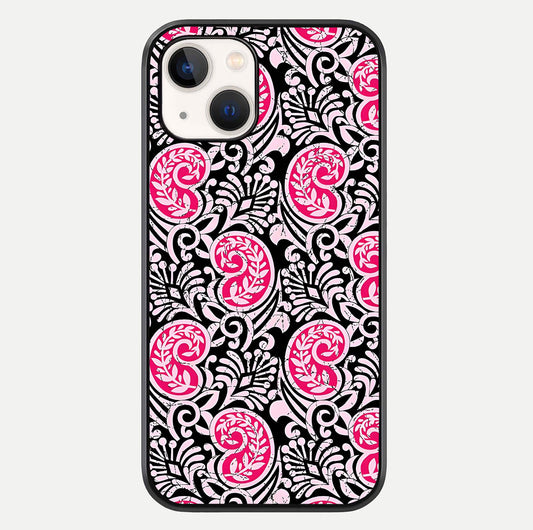 Crimson Paisley Charm Glass Case For iPhone 14 by Custom World
