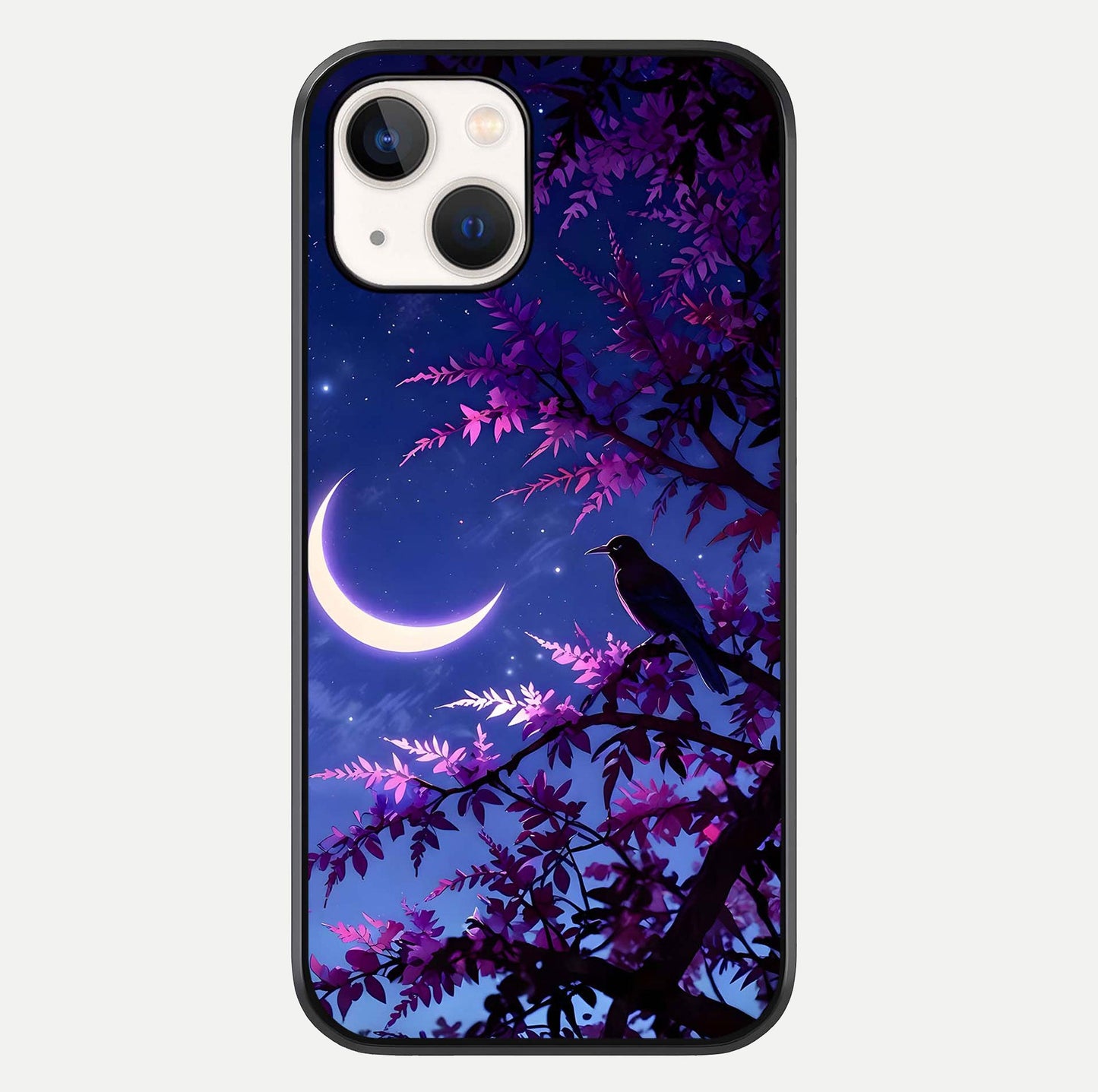 Crow & Moon Scenery Glass Case For iPhone 14 by Custom World