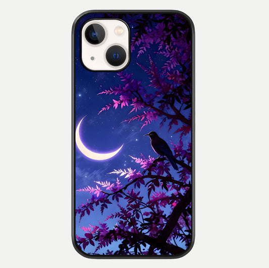 Crow & Moon Scenery Glass Case For iPhone 14 by Custom World