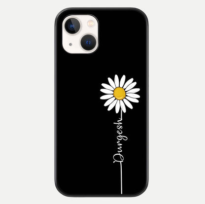 Custom Name White Flower Glass Case For iPhone 14 by Custom World