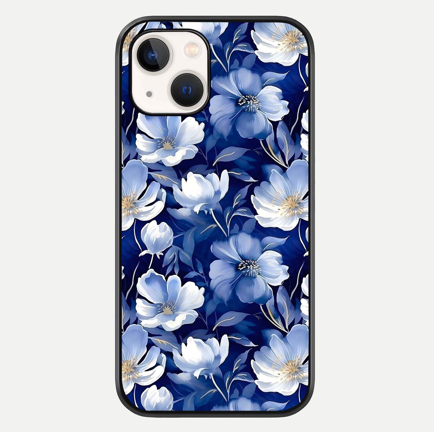Cute Floral Patterns Glass Case For iPhone 14 by Custom World