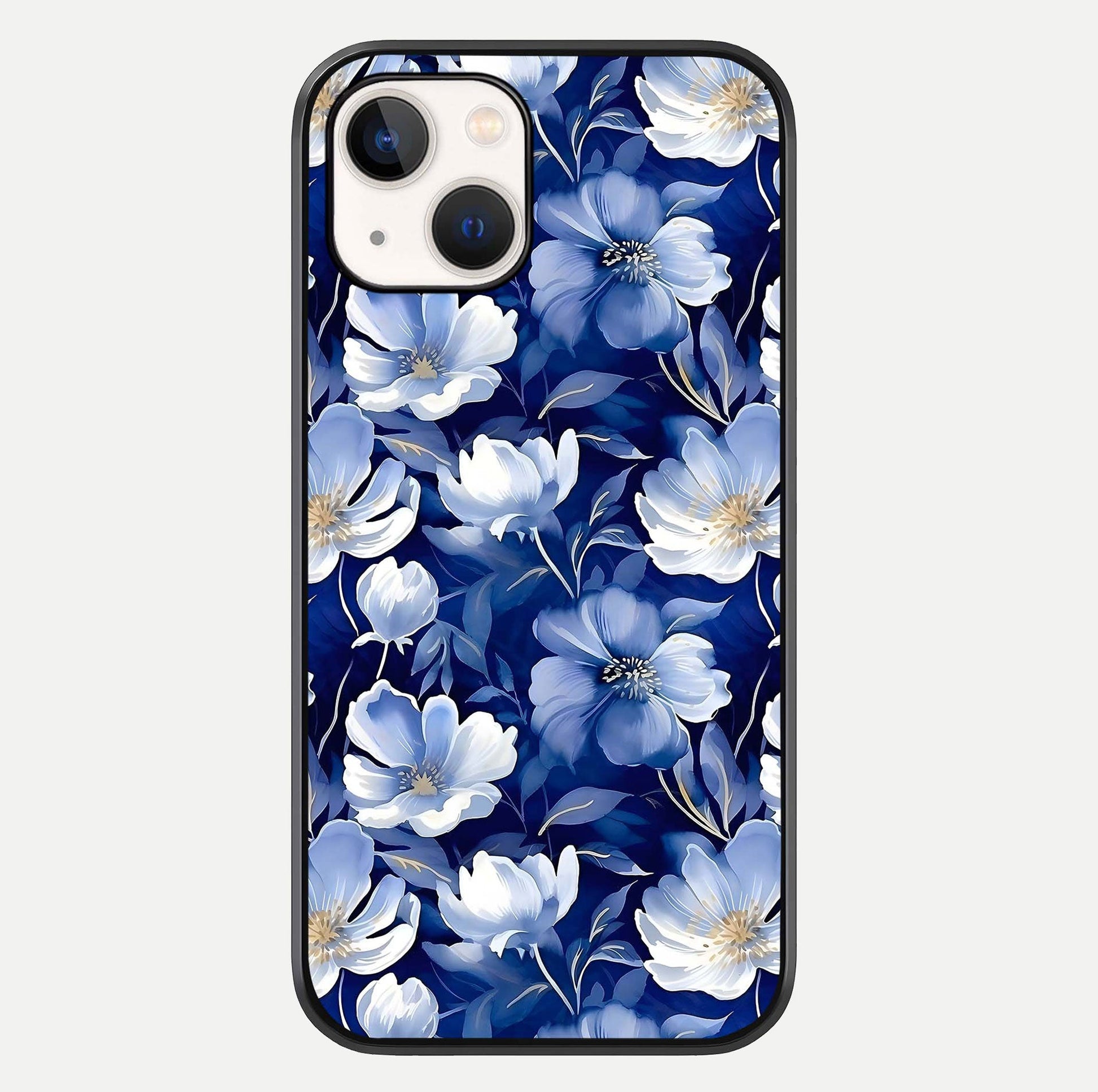 Cute Floral Patterns Glass Case For iPhone 14 by Custom World
