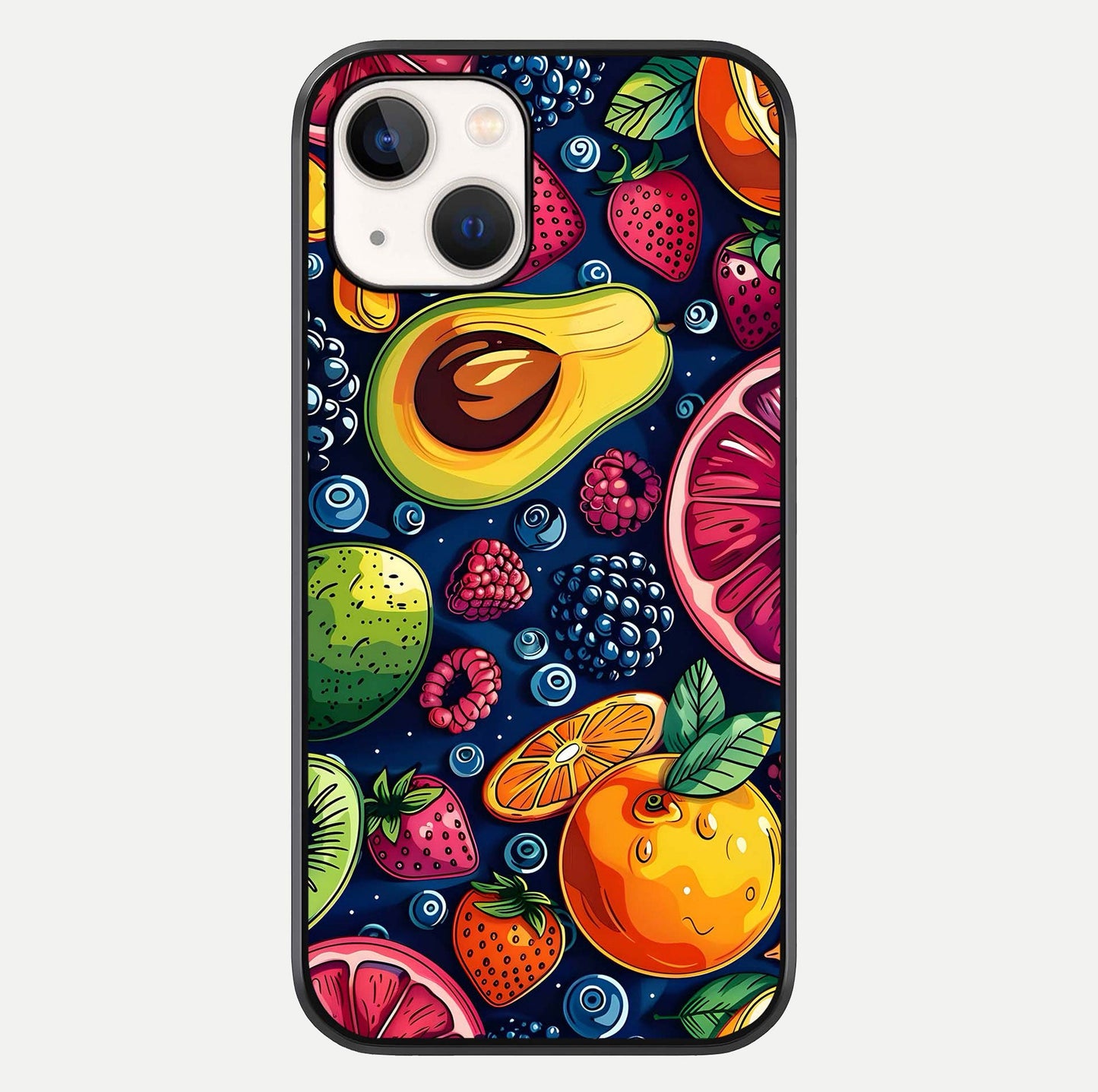 Cute Fruits Art Glass Case For iPhone 14 by Custom World