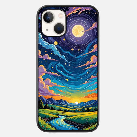Dreamy Night Landscape Glass Case For iPhone 14 by Custom World