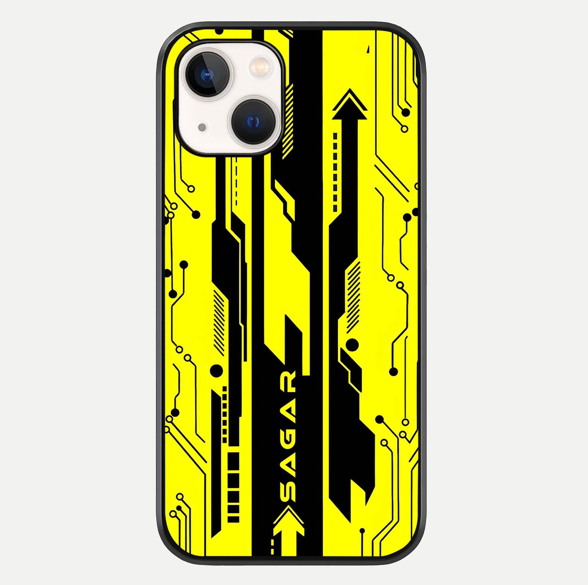 Electric Pulse CYBERPUNK Custom Name Glass Case For iPhone 14 by Custom World