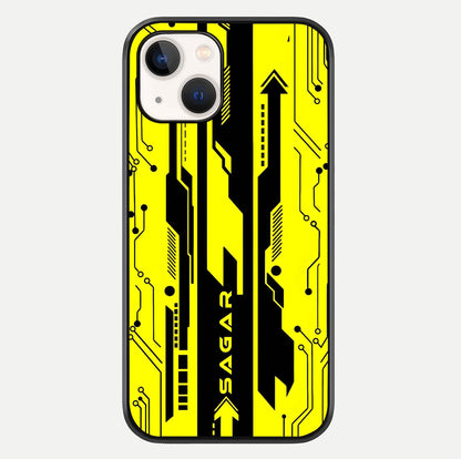 Electric Pulse CYBERPUNK Custom Name Glass Case For iPhone 14 by Custom World