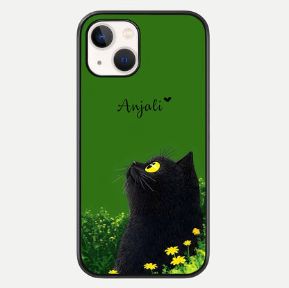 Emerald Cat Custom Name Glass Case For iPhone 14 by Custom World