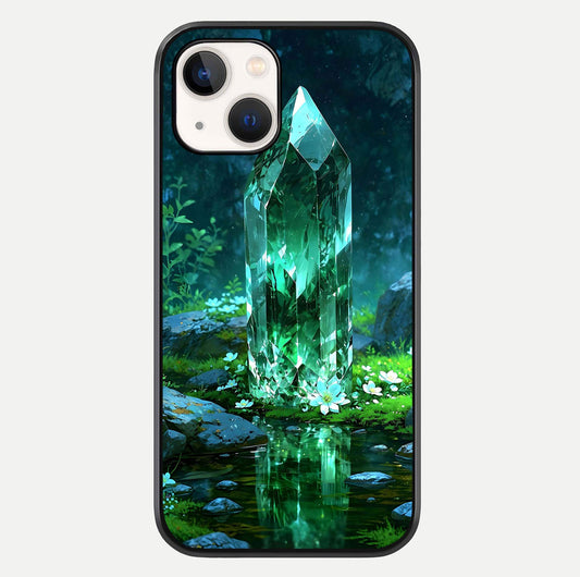 Emerald Light Crystal Glass Case For iPhone 14 by Custom World