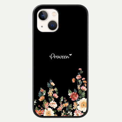Floral Design Personalized Custom Name Glass Case For iPhone 14 by Custom World