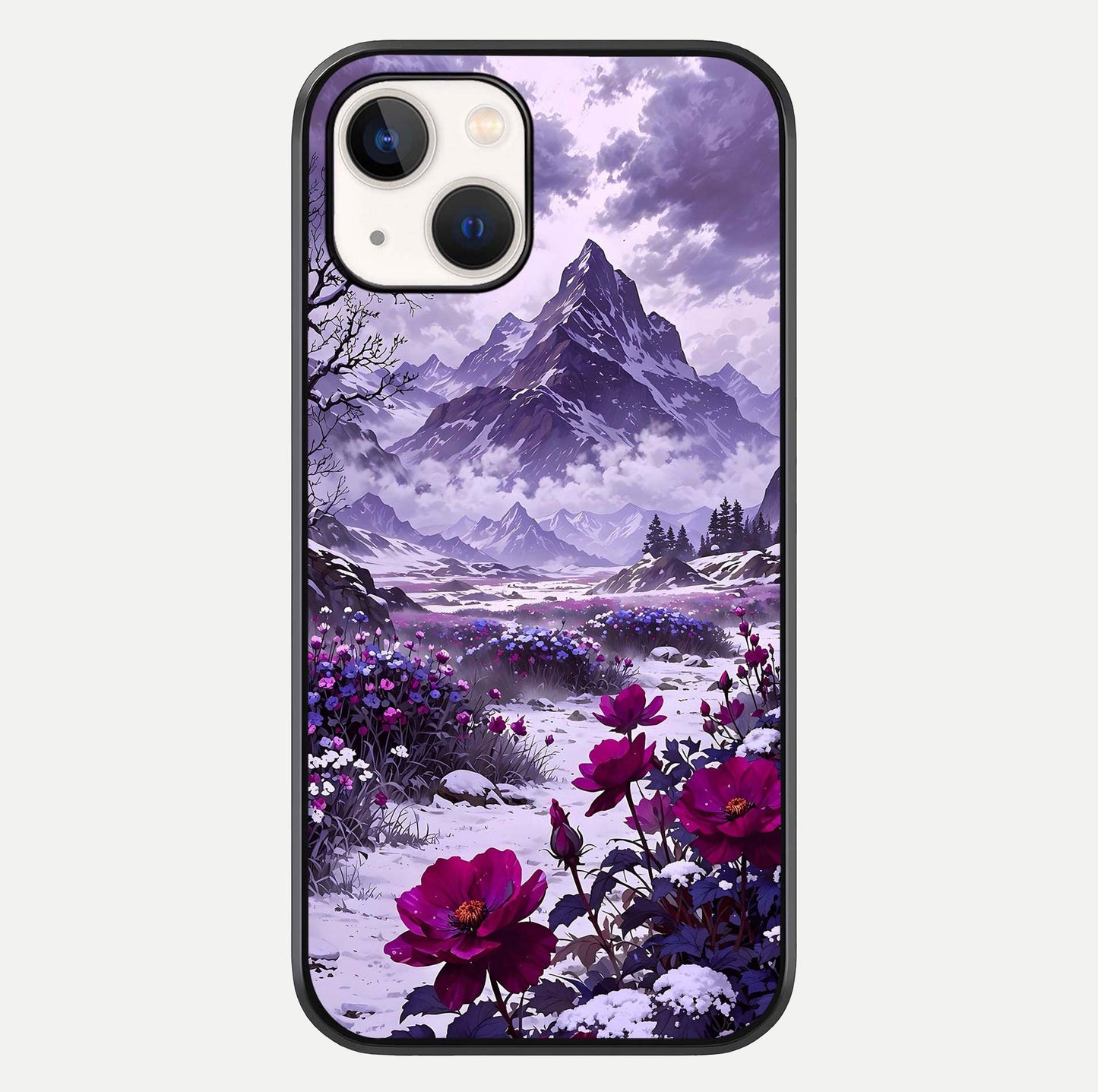 Flower Mountain View Glass Case For iPhone 14 by Custom World