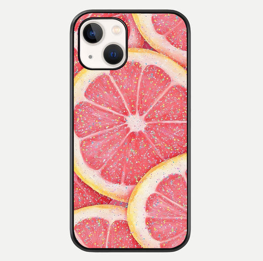 Glitter Grapefruit Glass Case For iPhone 14 by Custom World