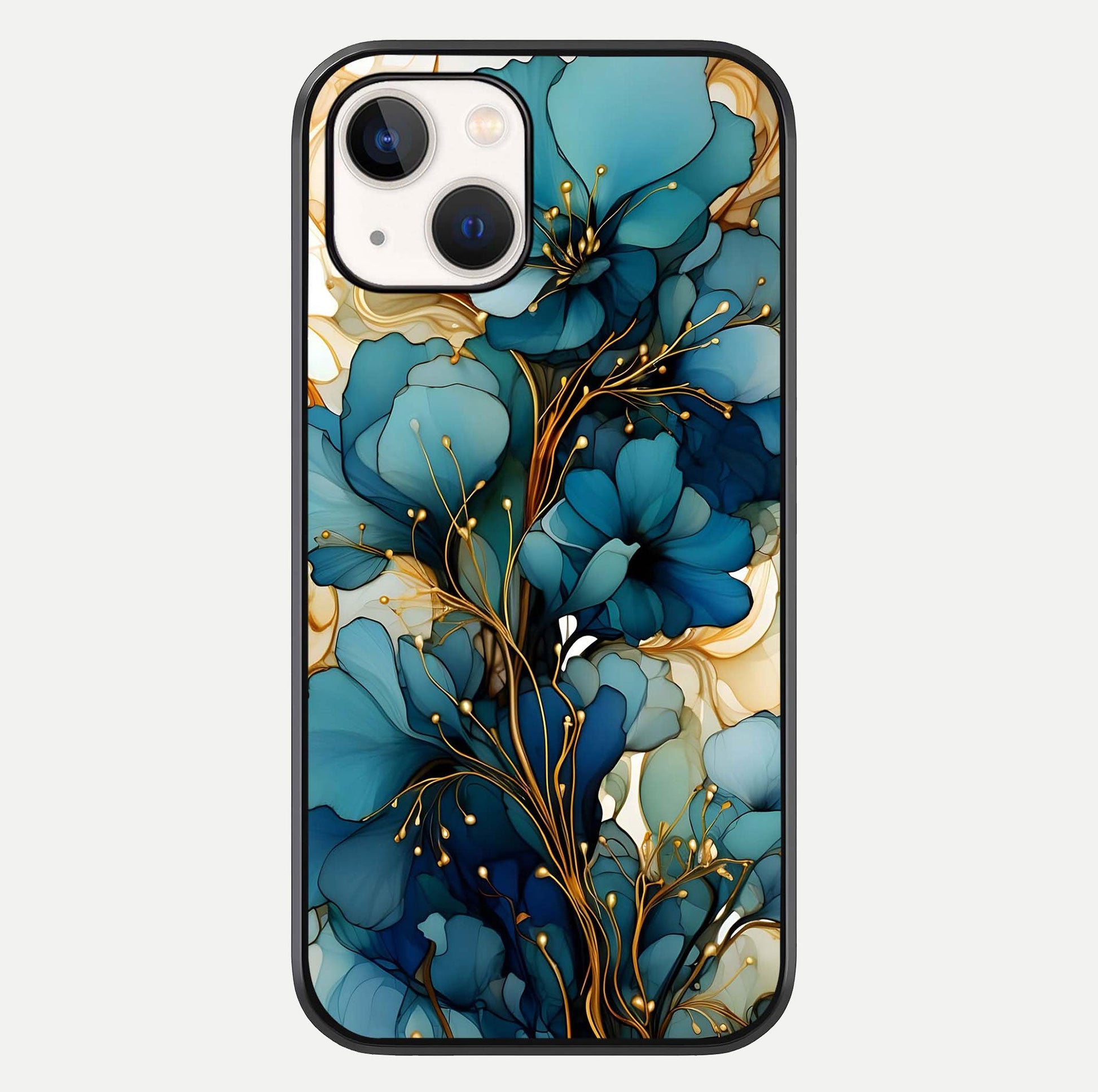 Golden Bloom Symphony Glass Case For iPhone 14 by Custom World
