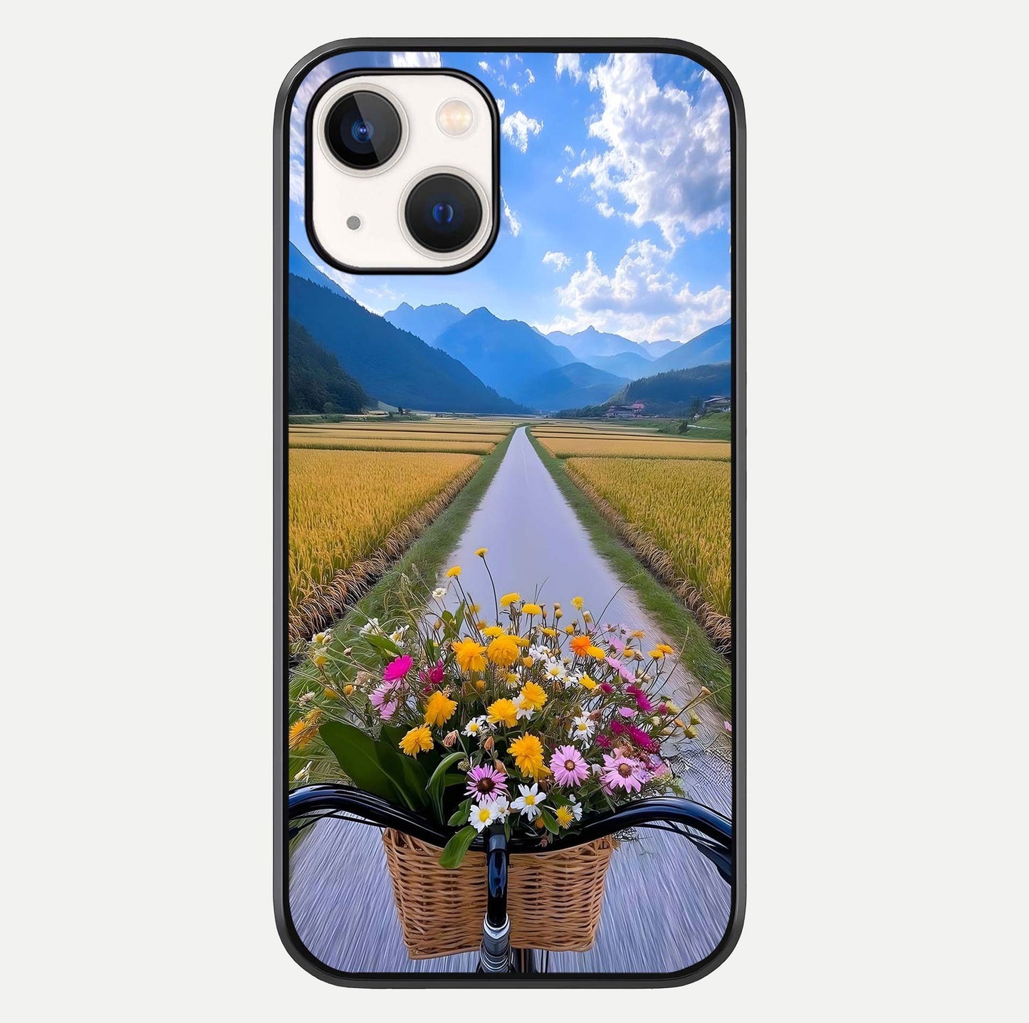 Golden Field Journey Glass Case For iPhone 14 by Custom World