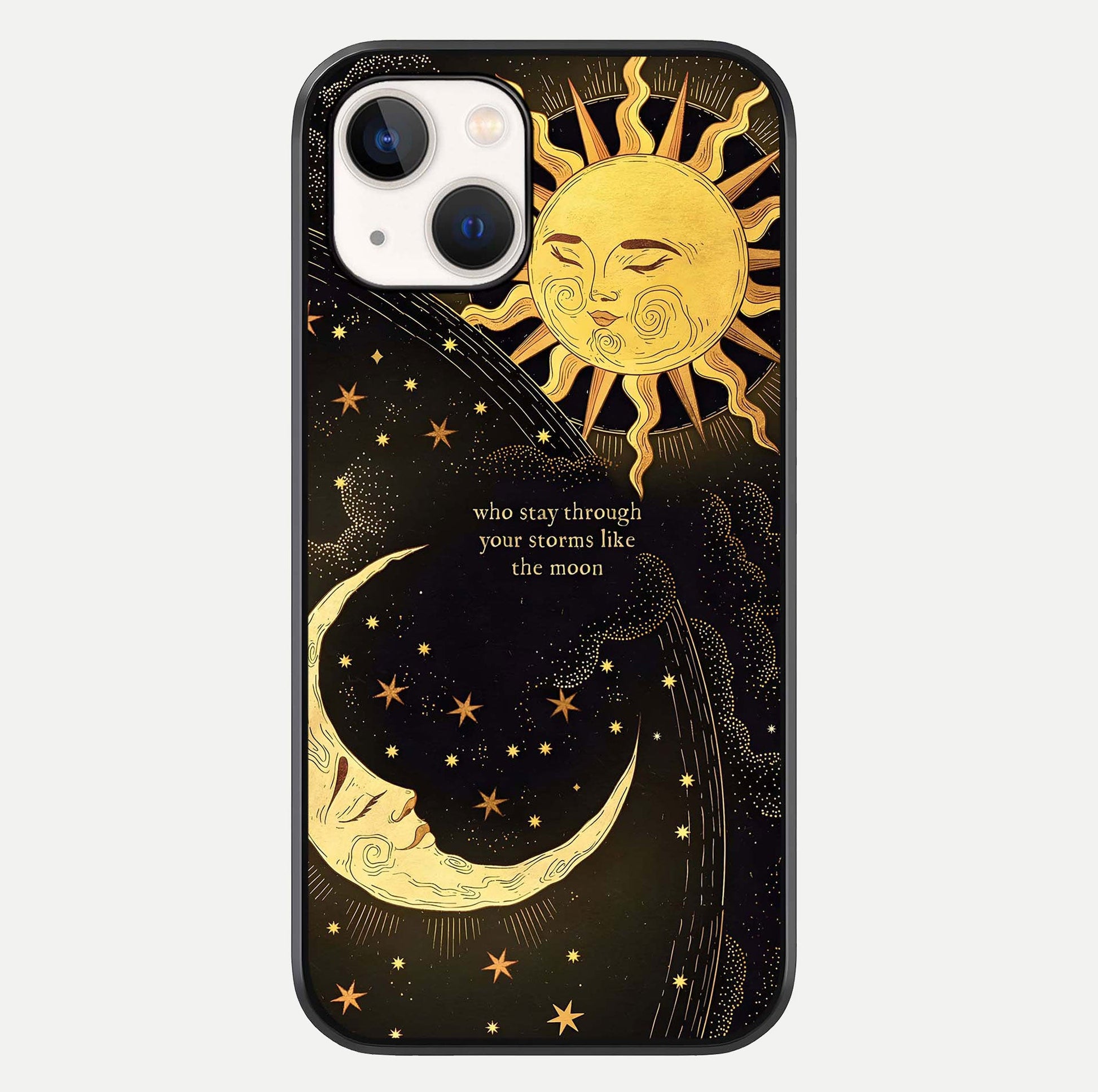 Golden Lunar Love Glass Case For iPhone 14 by Custom World