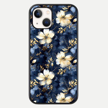 Golden Midnight Bloom Glass Case For iPhone 14 by Custom World