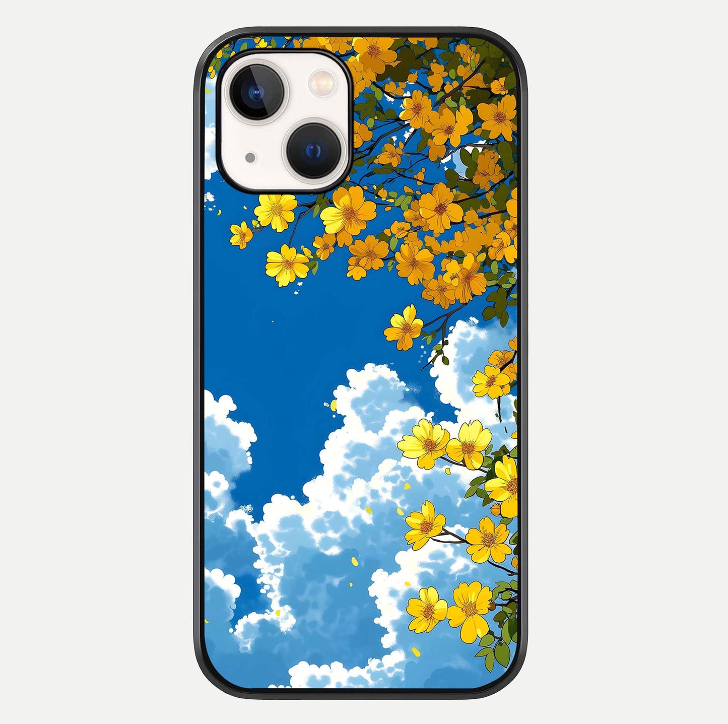 Golden Petal Sky Glass Case For iPhone 14 by Custom World