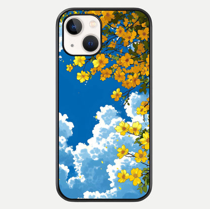 Golden Petal Sky Glass Case For iPhone 14 by Custom World