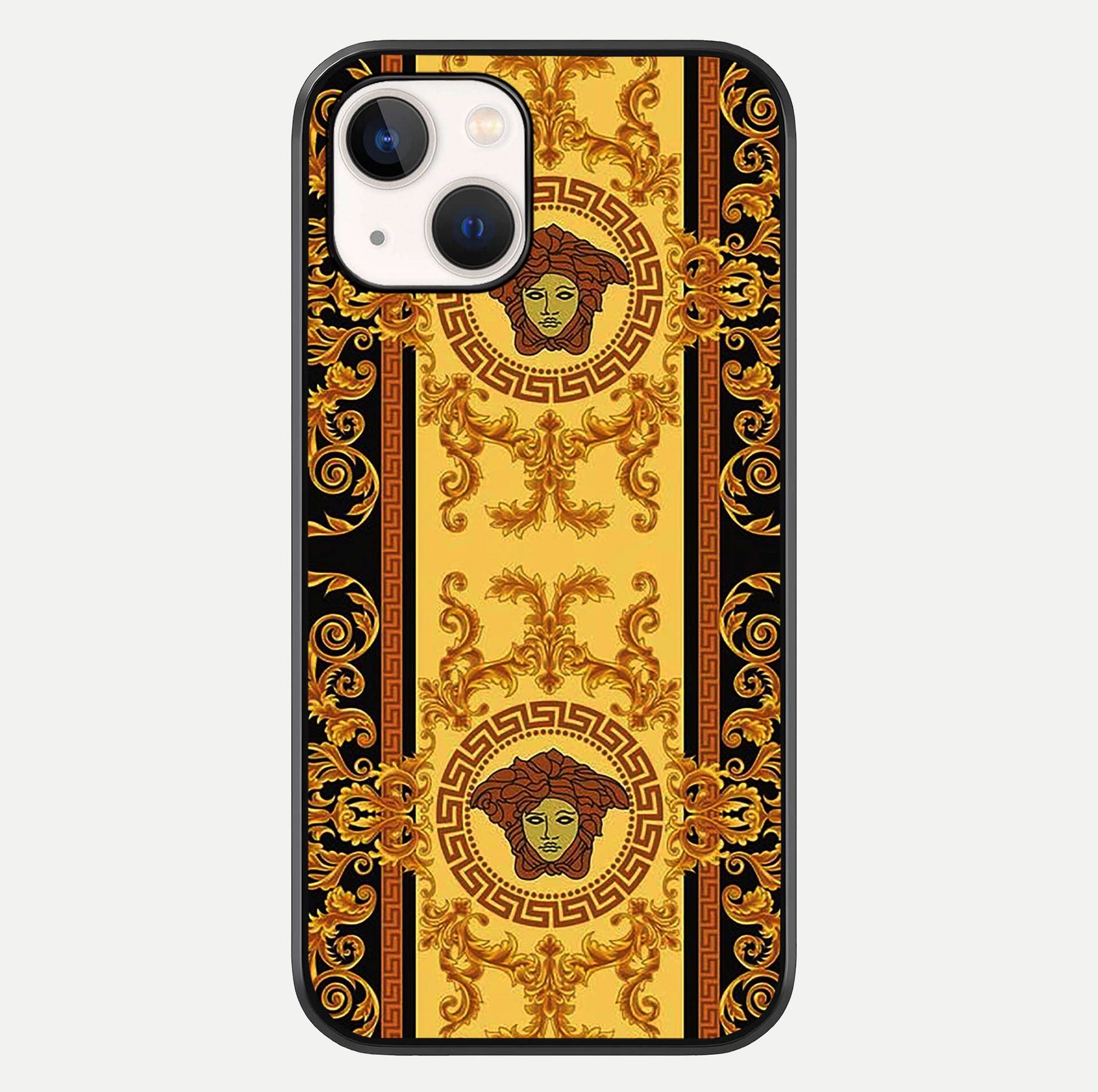 Golden Royal Heritage Glass Case For iPhone 14 by Custom World