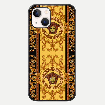Golden Royal Heritage Glass Case For iPhone 14 by Custom World