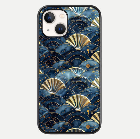 Golden Wave Luxe Glass Case For iPhone 14 by Custom World