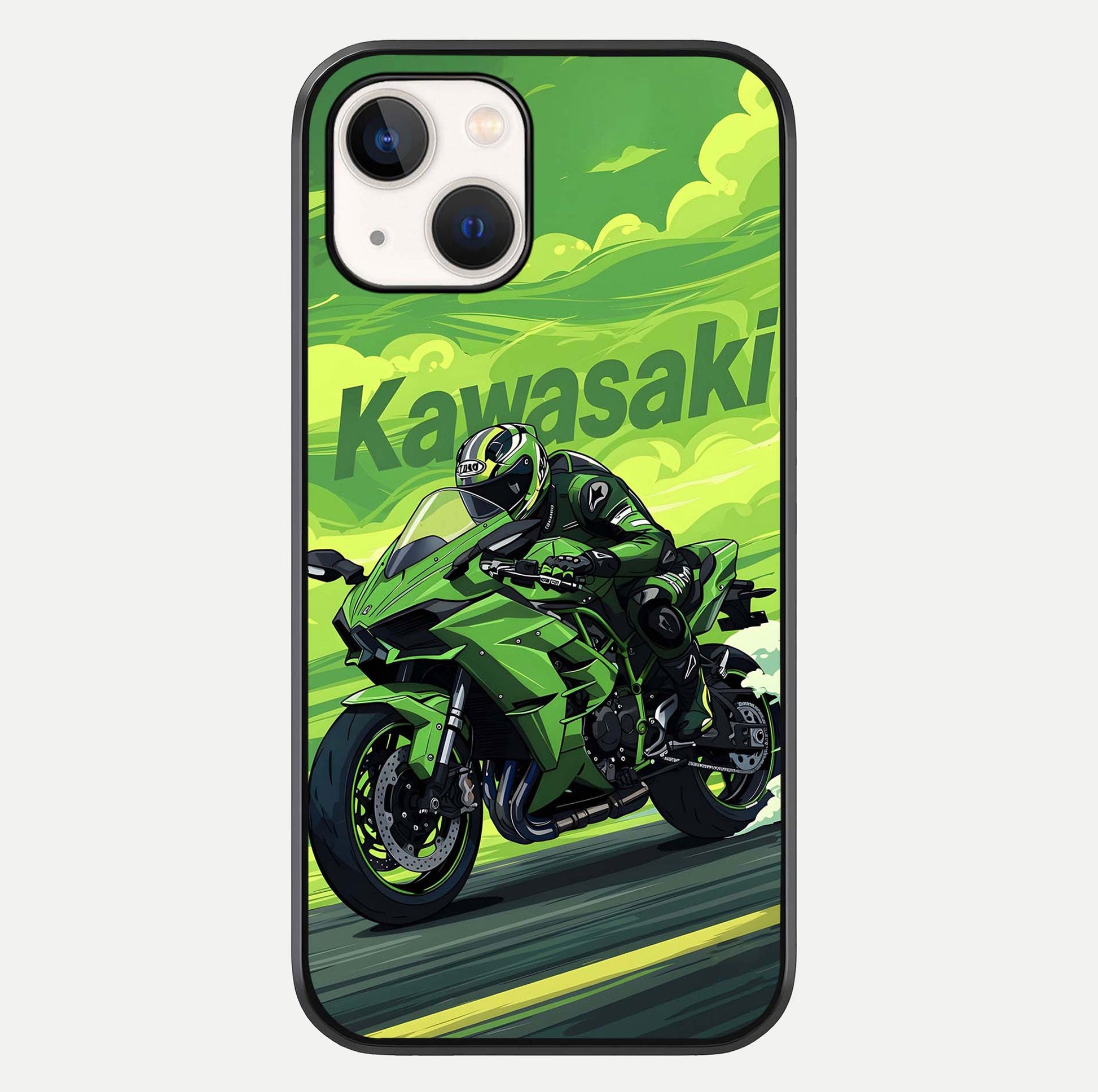 Green Kawasaki Glass Case For iPhone 14 by Custom World