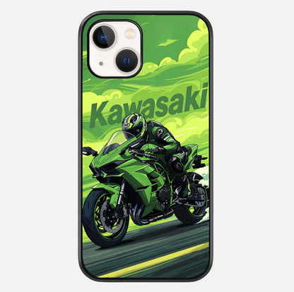 Green Kawasaki Glass Case For iPhone 14 by Custom World