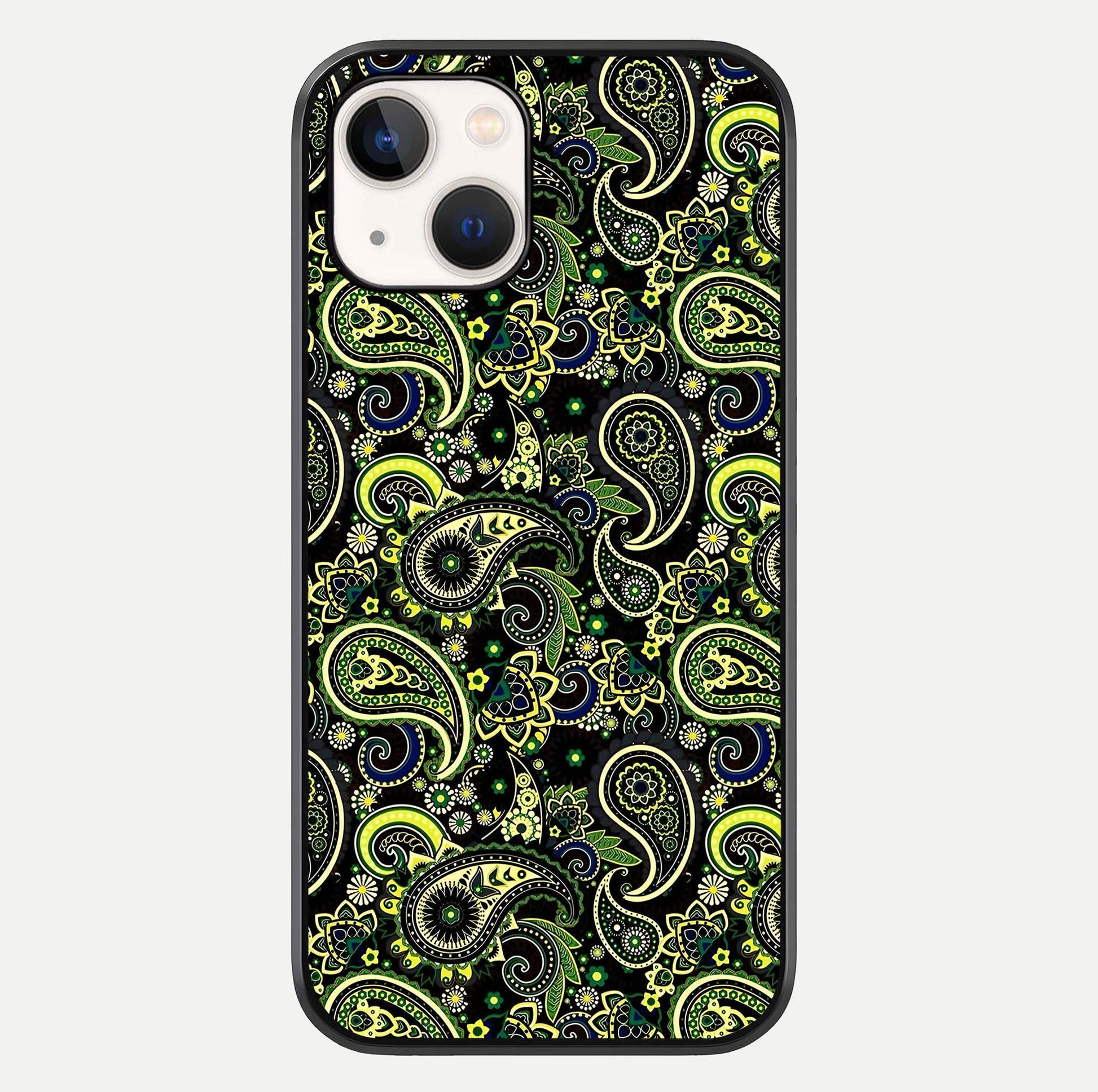 Green Mandala Pattern Glass Case For iPhone 14 by Custom World